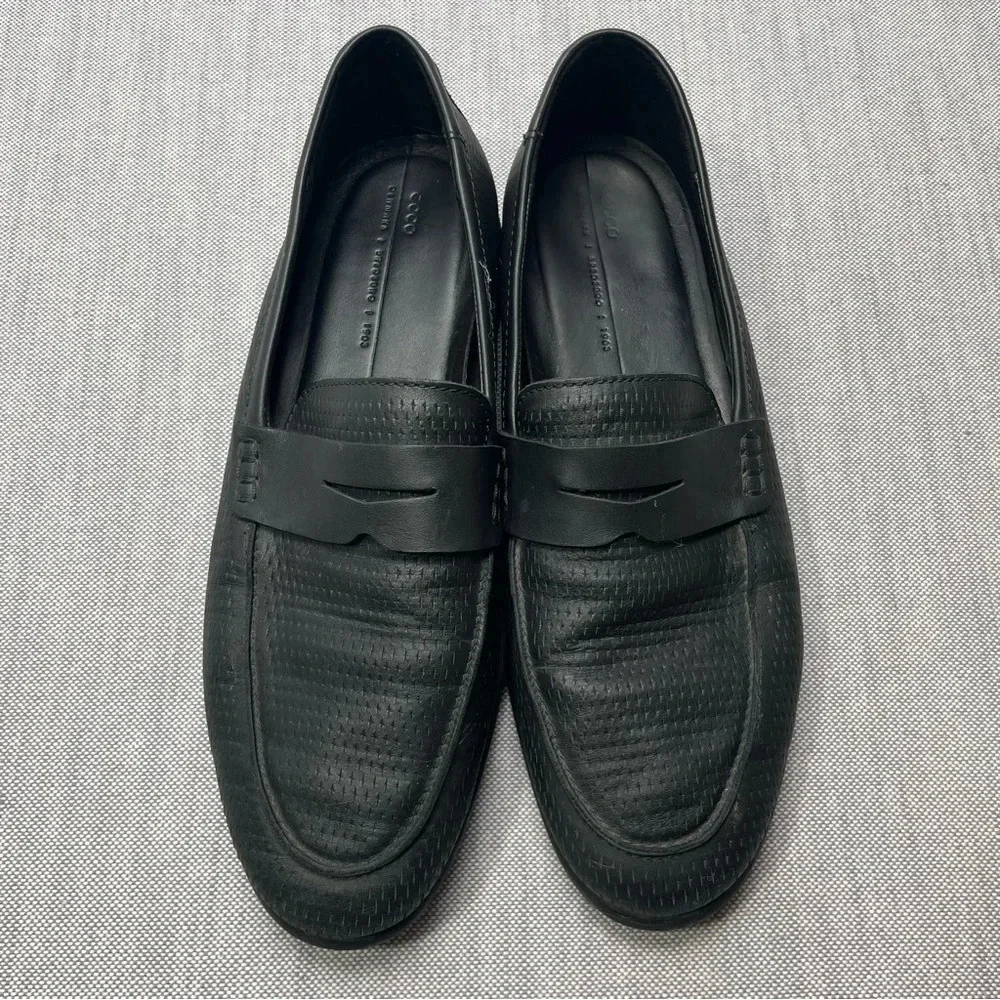 Ecco Leather Perforated Moccasin Loafer Driving Shoes